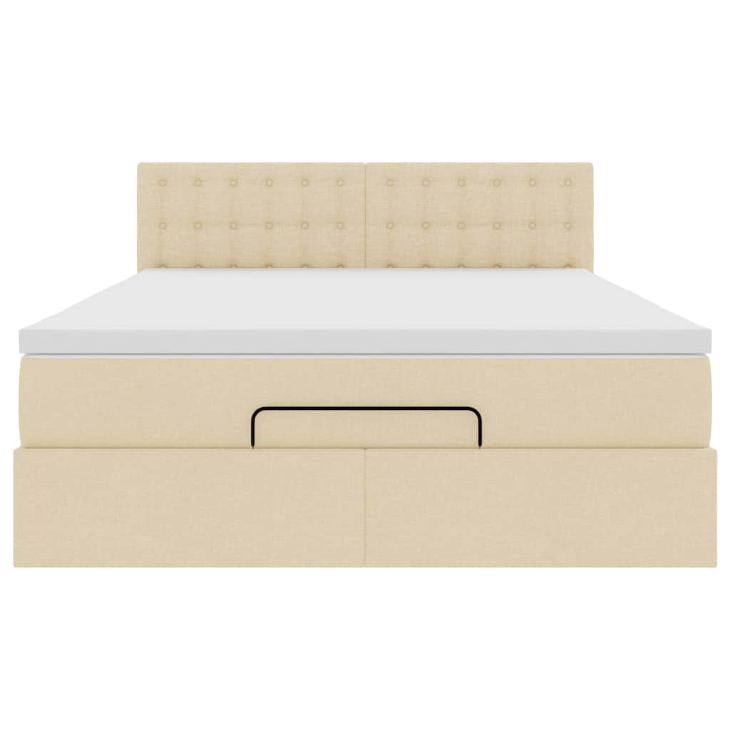 ottoman seng med madras 140x200 cm stof cremefarvet