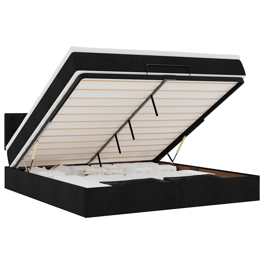 osmannisk sengeramme med madras 160x200 cm stof sort