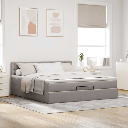 osmannisk sengeramme med madras 160x200 cm stof gråbrun