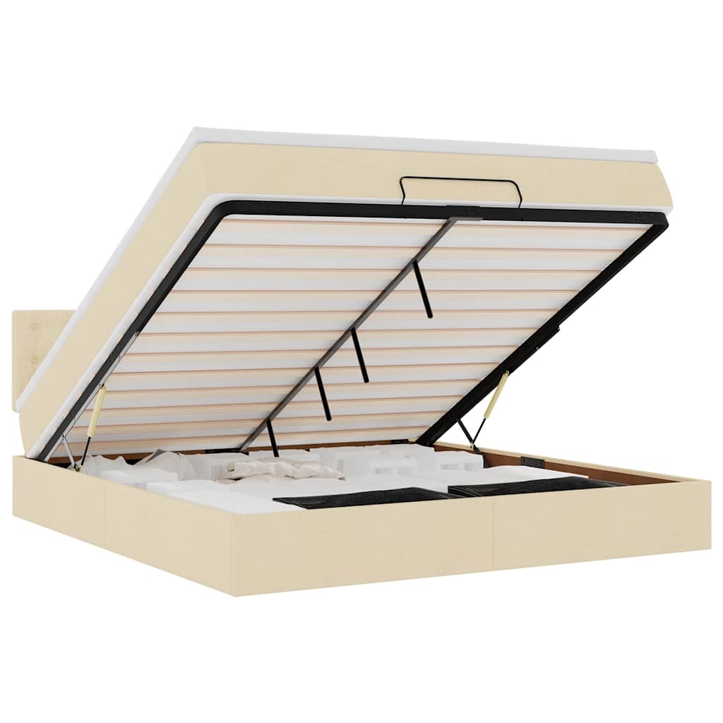 osmannisk sengeramme med madras 180x200 cm stof cremefarvet