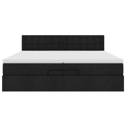 osmannisk sengeramme med madras 200x200 cm stof sort