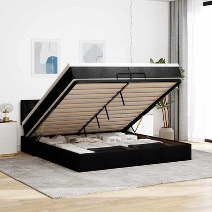 osmannisk sengeramme med madras 200x200 cm stof sort