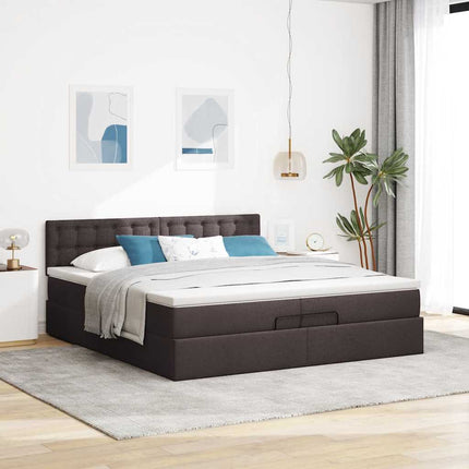 osmannisk sengeramme med madras 200x200 cm stof mørkebrun
