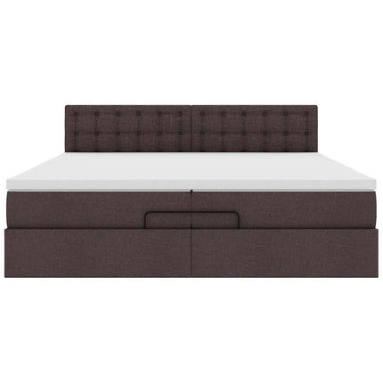 osmannisk sengeramme med madras 200x200 cm stof mørkebrun