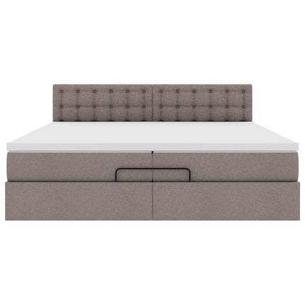 osmannisk sengeramme med madras 200x200 cm stof gråbrun
