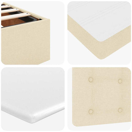 osmannisk sengeramme med madras 200x200 cm stof cremefarvet