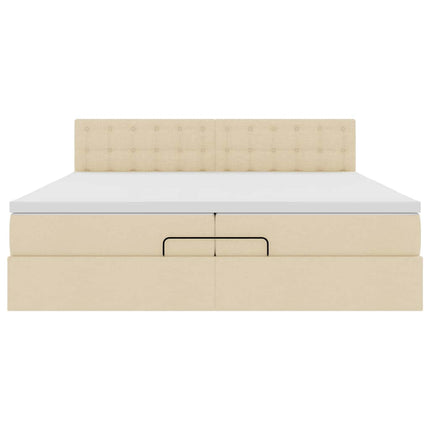 osmannisk sengeramme med madras 200x200 cm stof cremefarvet