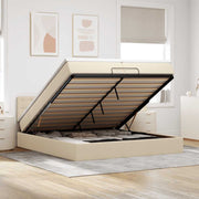 osmannisk sengeramme med madras 200x200 cm stof cremefarvet