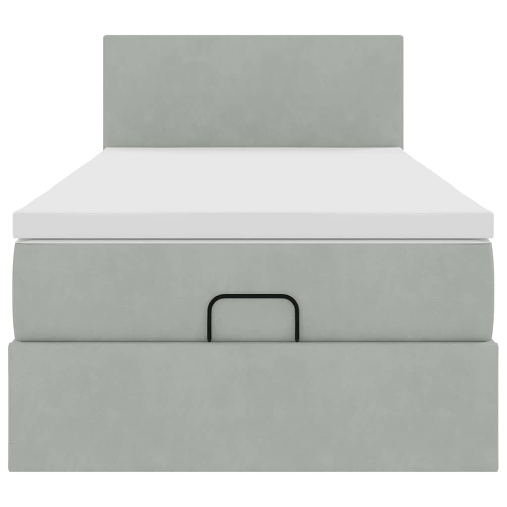 osmannisk sengeramme med madras 80x200 cm fløjl lysegrå