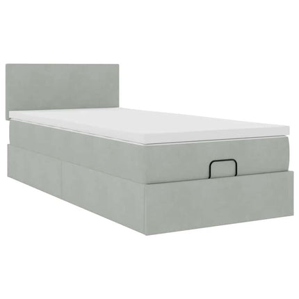 osmannisk sengeramme med madras 90x190 cm fløjl lysegrå