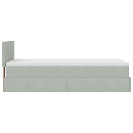 osmannisk sengeramme med madras 90x190 cm fløjl lysegrå