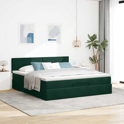 osmannisk sengeramme med madras 160x200 cm fløjl mørkegrøn