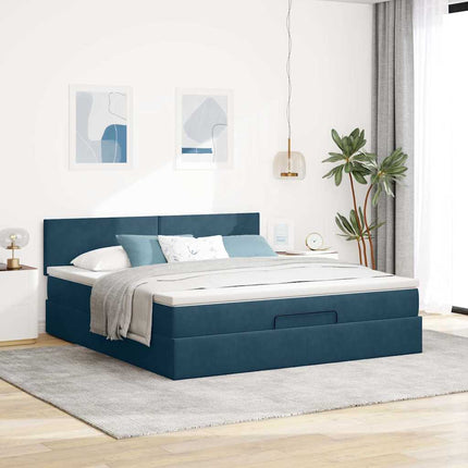 osmannisk sengeramme med madras 160x200 cm fløjl mørkeblå