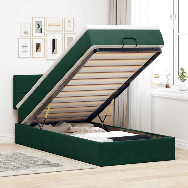 osmannisk sengeramme med madras 80x200 cm fløjl mørkegrøn