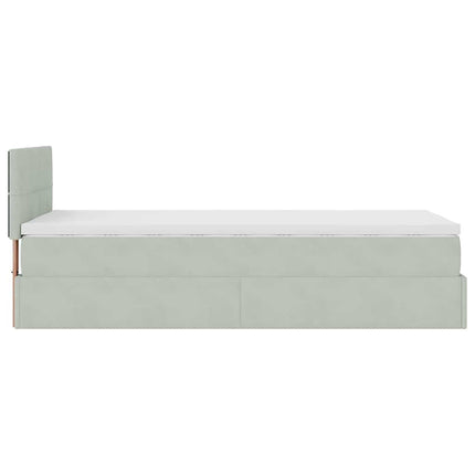 osmannisk sengeramme med madras 90x190 cm fløjl lysegrå