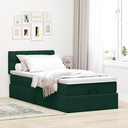 osmannisk sengeramme med madras 90x190 cm fløjl mørkegrøn