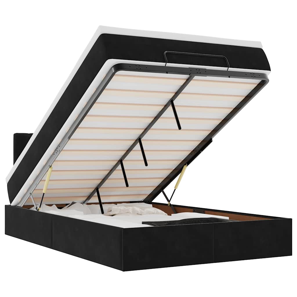 osmannisk seng med madras 120x190 cm fløjl sort