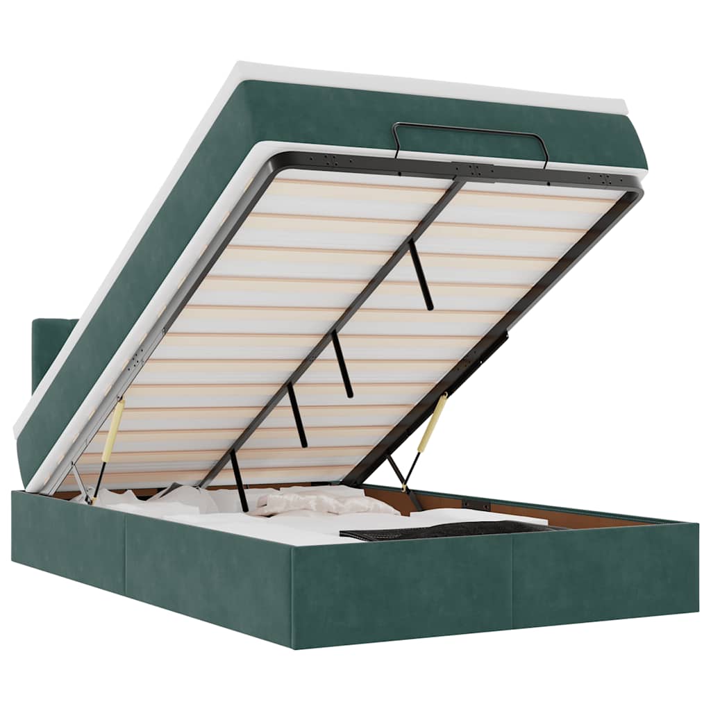 osmannisk seng med madras 120x190 cm fløjl mørkegrøn