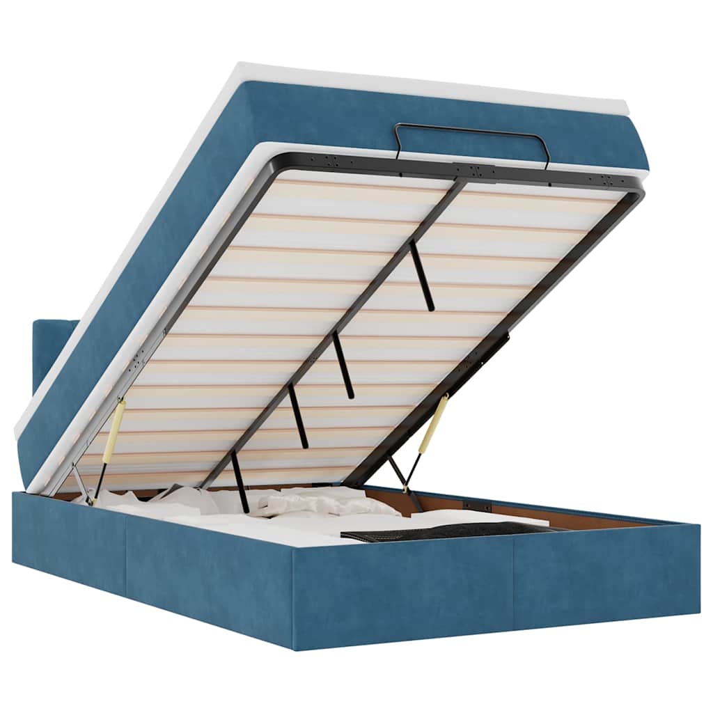 osmannisk seng med madras 120x190 cm fløjl mørkeblå