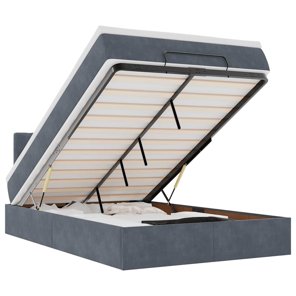 osmannisk sengeramme med madras 120x200 cm fløjl mørkegrå