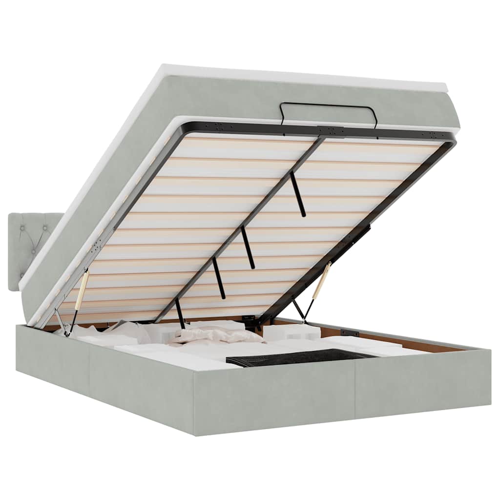 osmannisk sengeramme med madras 140x190 cm fløjl lysegrå