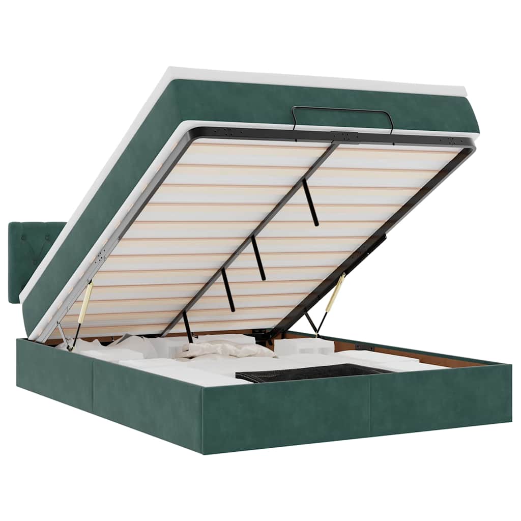 osmannisk sengeramme med madras 140x190 cm fløjl mørkegrøn