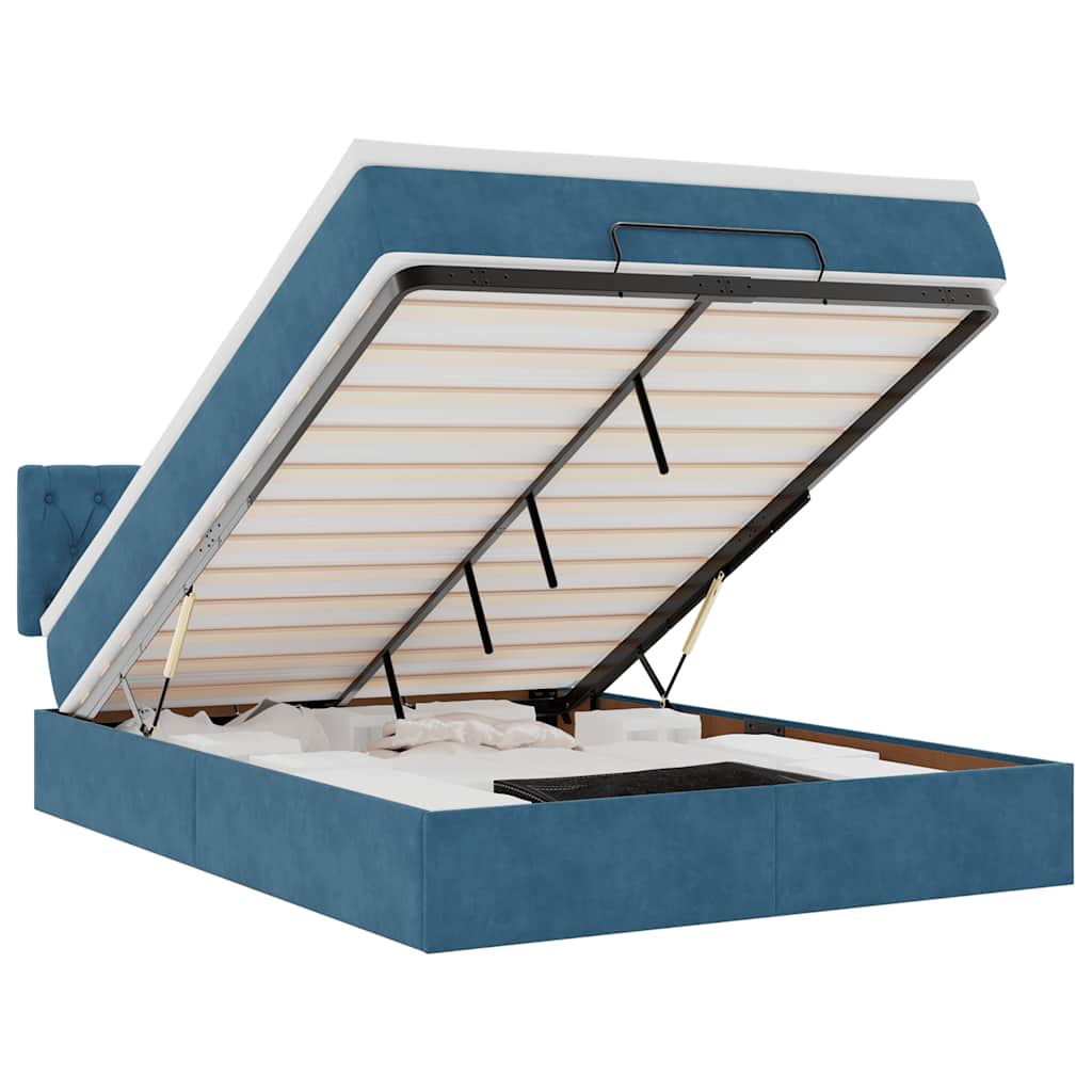 osmannisk sengeramme med madras 140x190 cm fløjl mørkeblå