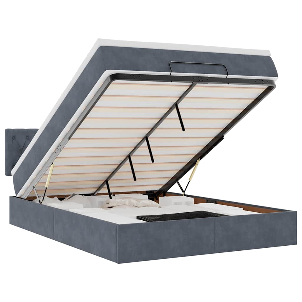 osmannisk sengeramme med madras 140x200 cm fløjl mørkegrå