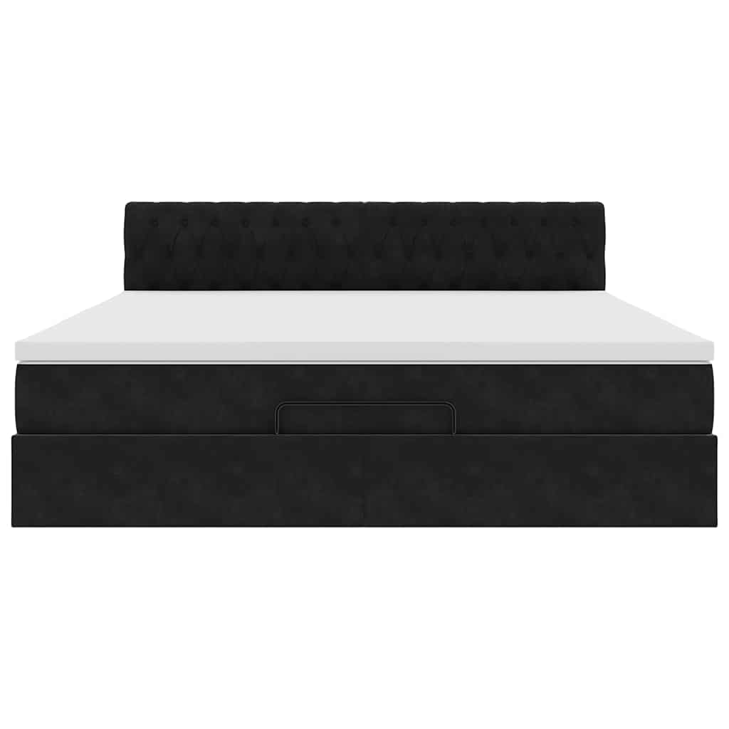 osmannisk sengeramme med madras 180x200 cm fløjl sort