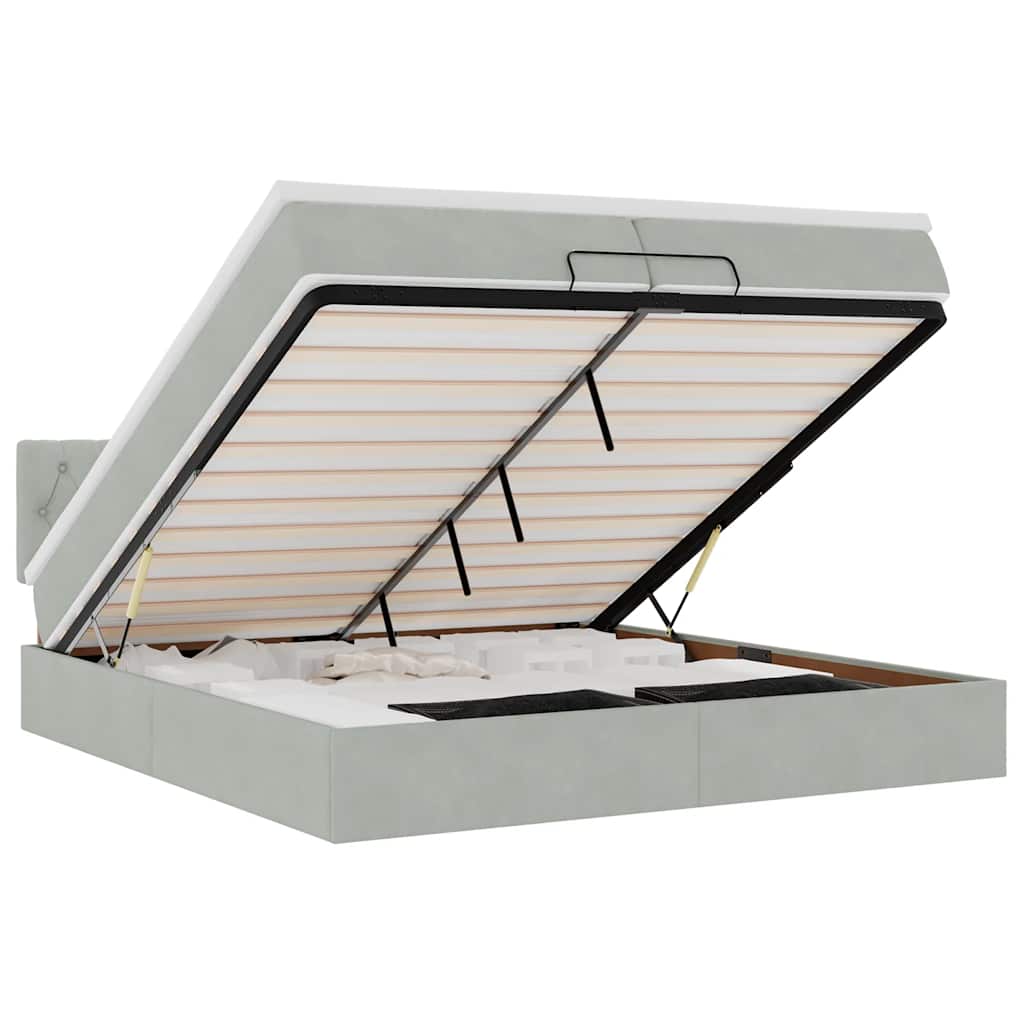 osmannisk sengeramme med madras 200x200 cm fløjl lysegrå