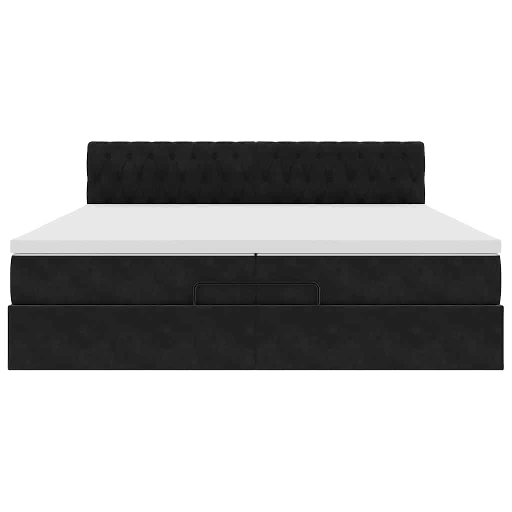 osmannisk sengeramme med madras 200x200 cm fløjl sort