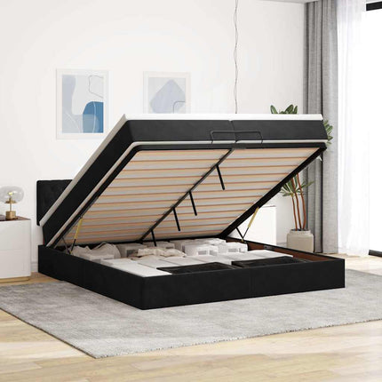 osmannisk sengeramme med madras 200x200 cm fløjl sort