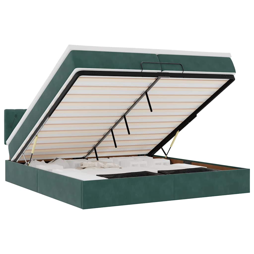 osmannisk sengeramme med madras 200x200 cm fløjl mørkegrøn