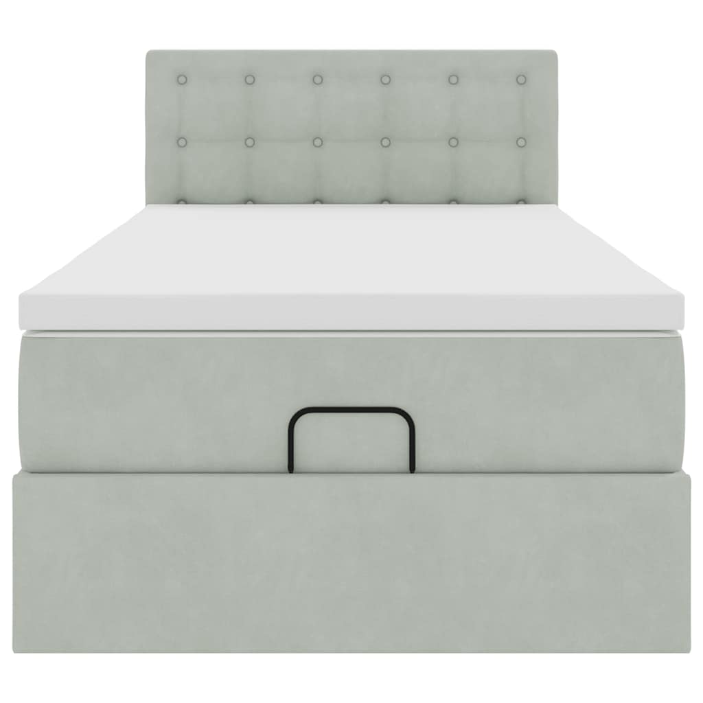 osmannisk sengeramme med madras 90x190 cm fløjl lysegrå