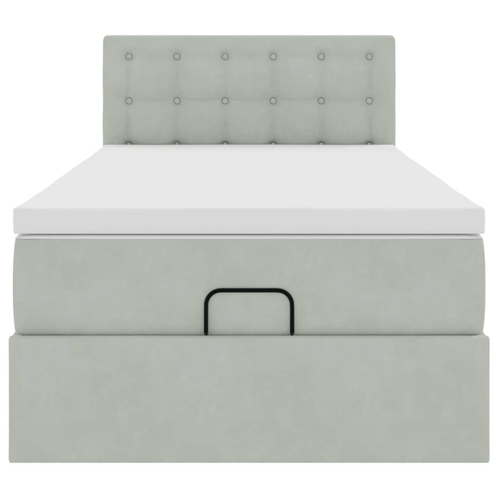 osmannisk sengeramme med madras 100x200 cm fløjl lysegrå