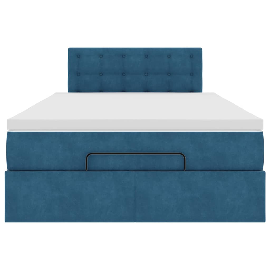 osmannisk seng med madras 120x190 cm fløjl mørkeblå