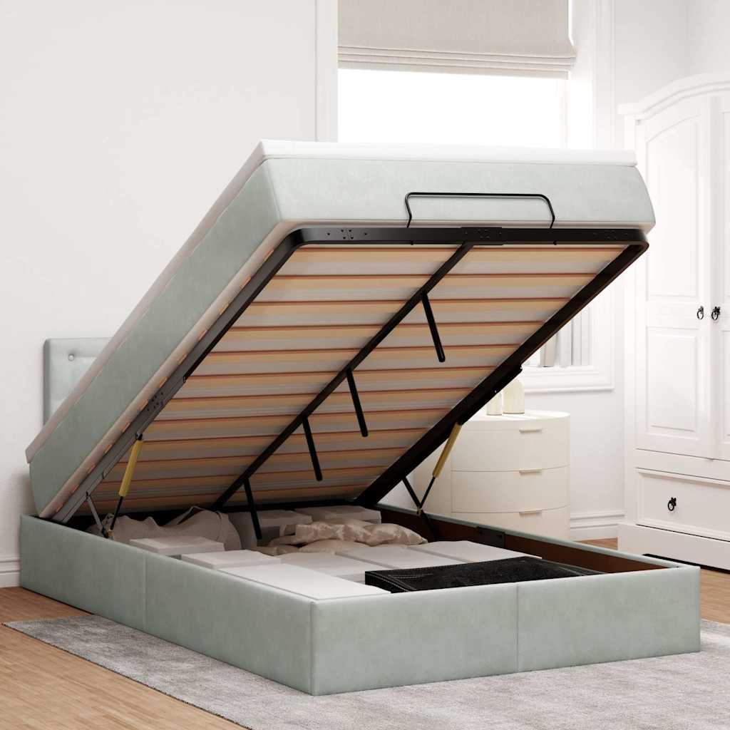 osmannisk sengeramme med madras 120x200 cm fløjl lysegrå