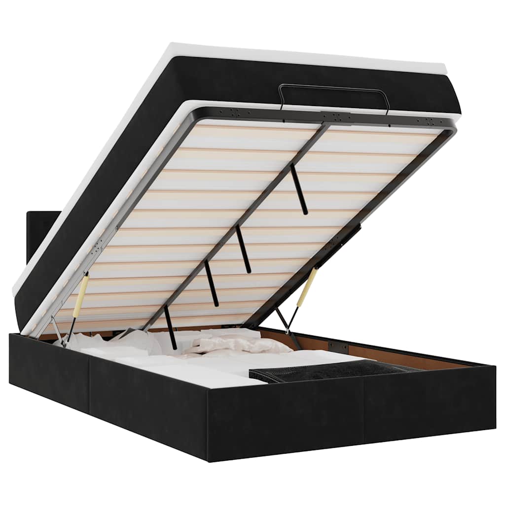 osmannisk sengeramme med madras 120x200 cm fløjl sort