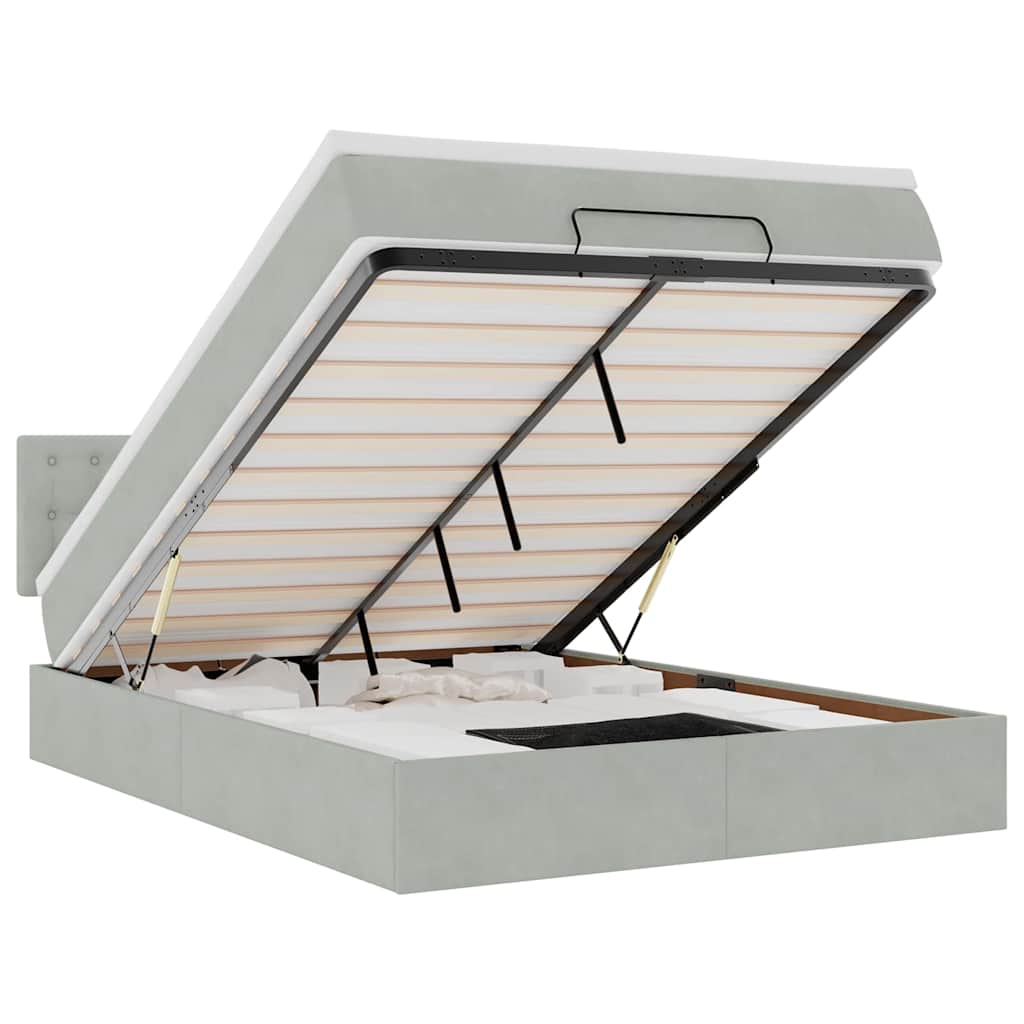 osmannisk sengeramme med madras 140x190 cm fløjl lysegrå