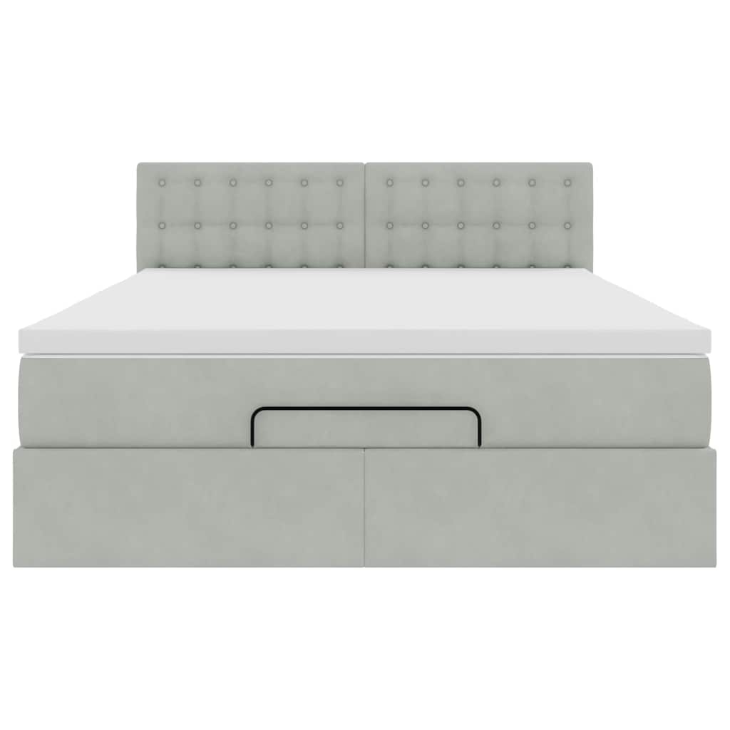 osmannisk sengeramme med madras 140x190 cm fløjl lysegrå