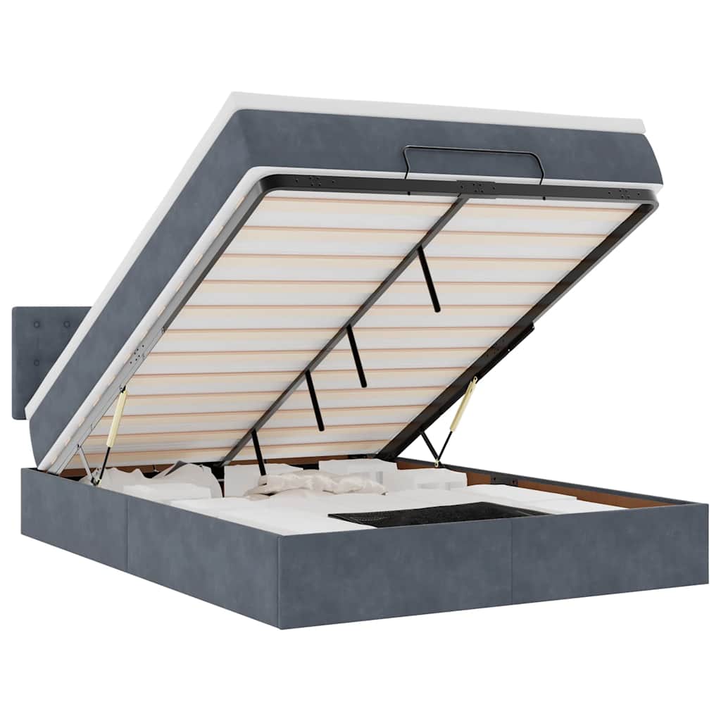 osmannisk sengeramme med madras 140x190 cm fløjl mørkegrå