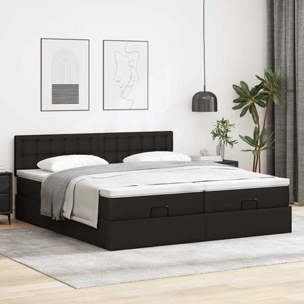 osmannisk sengeramme med madrasser 160x200 cm kunstlæder sort