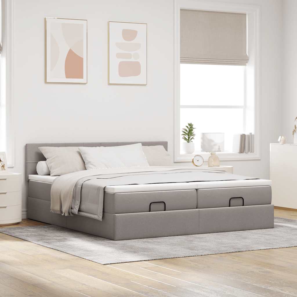 osmannisk sengeramme med madrasser 160x200 cm stof gråbrun