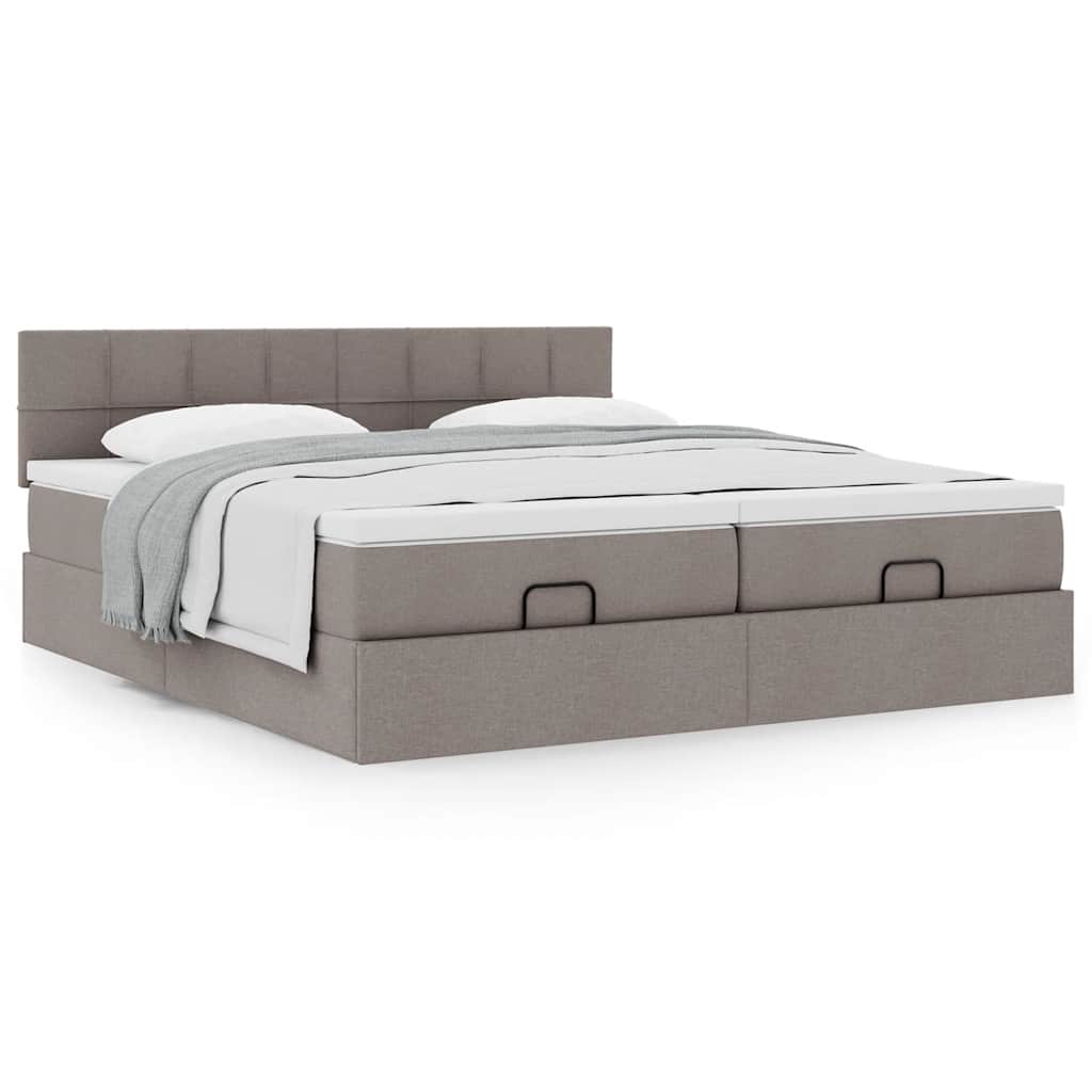 osmannisk sengeramme med madrasser 160x200 cm stof gråbrun