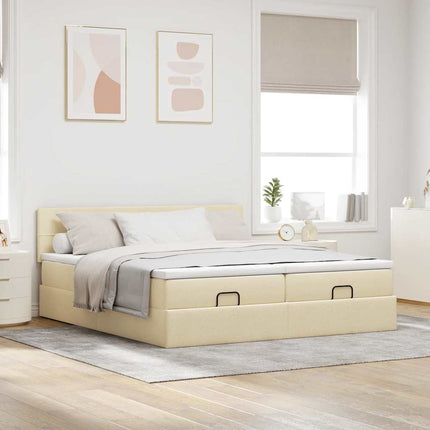 osmannisk sengeramme med madrasser 160x200 cm stof cremefarvet