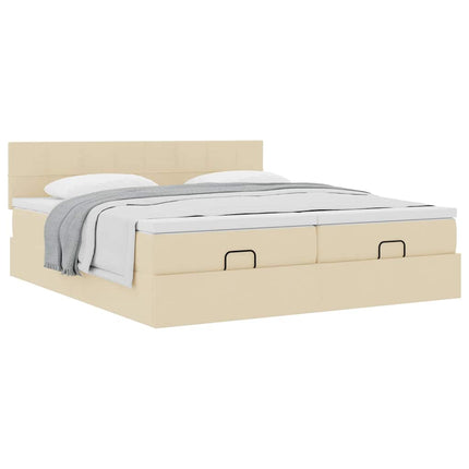 osmannisk sengeramme med madrasser 160x200 cm stof cremefarvet