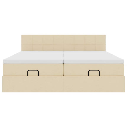 osmannisk sengeramme med madrasser 160x200 cm stof cremefarvet