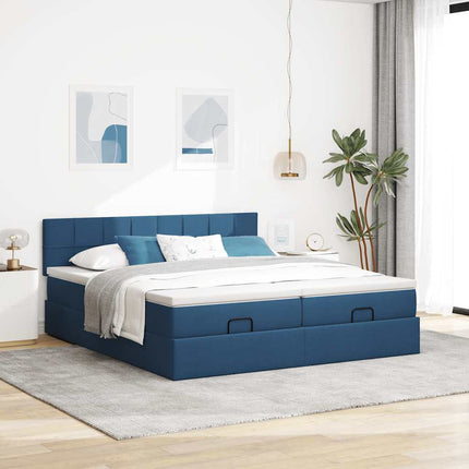 osmannisk sengeramme med madrasser 160x200 cm stof blå