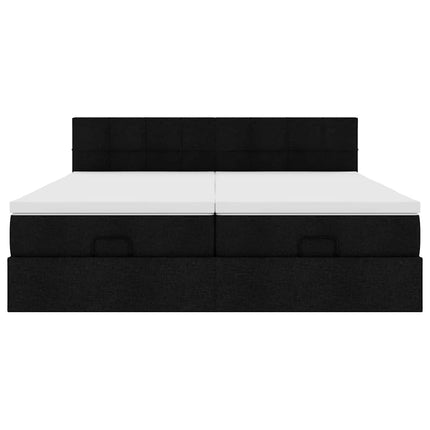 osmannisk sengeramme med madrasser 200x200 cm stof sort