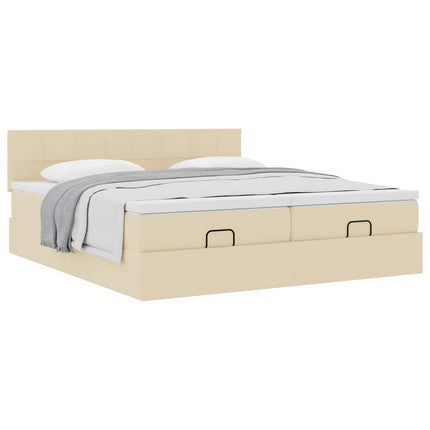 osmannisk sengeramme med madrasser 200x200 cm stof cremefarvet
